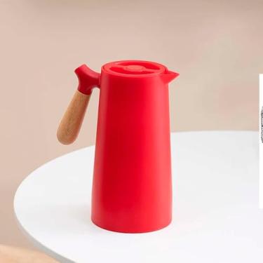 Imagem de Garrafa Térmica Nórdica 1L, Aço Inox, Cabo Madeira, Tampa Rosqueável com Vedação, 24x13cm