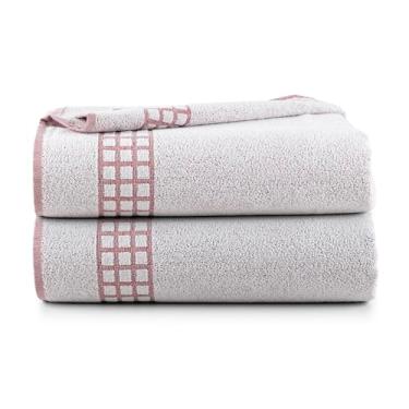 Imagem de Kit 2 Peças Toalha de Banho para Praia e Piscina, 60% Algodão e 40% Poliéster, 1,40m x 70cm, Gramatura 410g/m², Hipoalergênico (Vermelho Bordô)