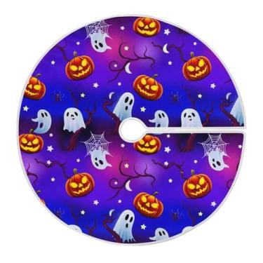 Imagem de JUZIHAI Halloween Boo Saia de árvore de abóbora tapete de árvore de Natal ornamentos de decoração de férias para ambientes internos e externos em casa, 91 cm