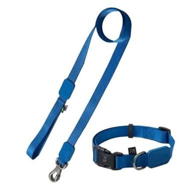 Imagem de Coleira Ajustável com Guia para Cães Porte Pequeno Azul Marinho – Kit Passeio Pet Resistente e Confortável para Uso Diário