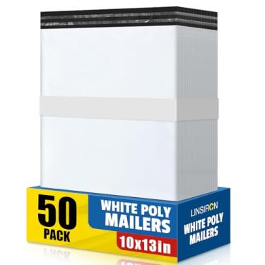 Imagem de LINSIRON 50 peças de sacos de envio de poliéster 25,5 x 33 cm, embalagem de roupas, envelopes de polimailers, envelopes de envio autovedantes, sacos de poliéster à prova d'água, pacote de suprimentos