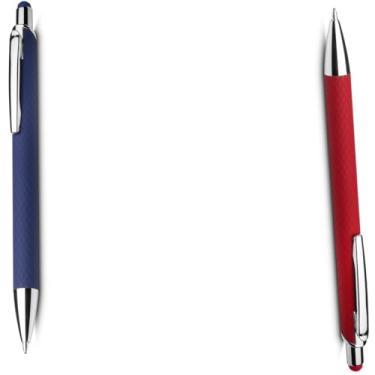 Imagem de Caneta Esferográfica Retrátil com Grip, Escrita Azul, Plástico, Kit com 1 e 2 Unidades (Laranja e Verde 2)