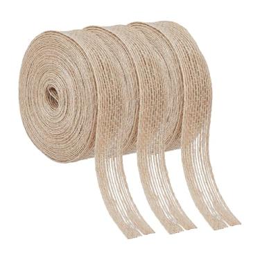Imagem de letsinstyle Fita de serapilheira de 30 metros para embrulhar, fitas de tecido de linho natural de 0,8 polegadas de largura, acabamento marrom rústico de juta bege para buquê de flores, decoração de