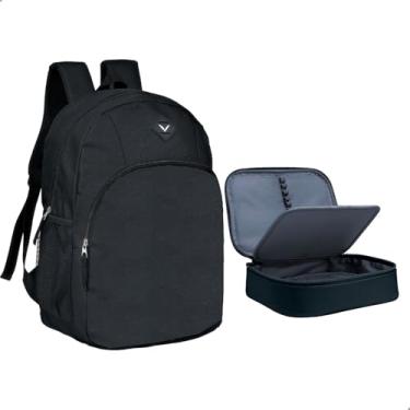 Imagem de Kit Mochila Escolar Juvenil + Estojo Box 100 Pens Estruturado Porta Lapis