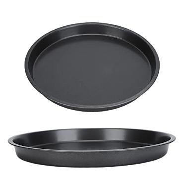 Imagem de GLOGLOW Conjunto de Assadeiras Antiaderentes para Pizza, Aço Carbono, Assadeira Espessada Profunda, 2 Peças, para Pizzas Caseiras e Reuniões Familiares, Produtos de Panificação (10 polegadas)