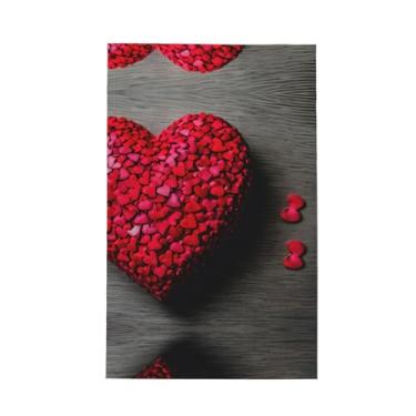 Imagem de XLLingL Toalhas de cozinha com estampa de corações vermelhos caindo, panos de prato de microfibra, para decoração e limpeza de cozinha - 1 peça