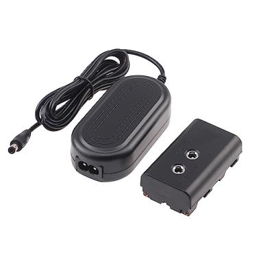 Imagem de FocusFoto Cabo adaptador de fonte de alimentação CA + acoplador DC de bateria falsa NP-F para Sony NP-F550 NP-F570 NP-F970 para alimentar a câmera monitor de vídeo LED luz de preenchimento YN300 II YN
