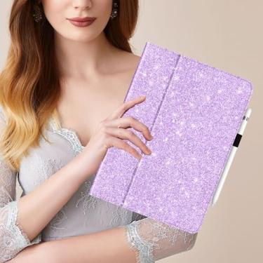 Imagem de Capa para iPad Pro de 10,5 polegadas 2017, para iPad de 10,2 polegadas, 2021, 2020, 2019 (9ª/8ª/7ª geração), capa protetora de couro sintético fino com glitter e brilho embutido Kikstand para lápis