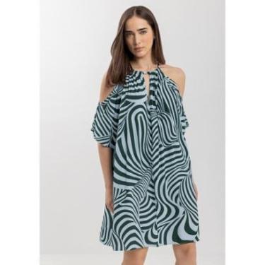 Imagem de Vestido Curto Fluido Estampado Com Mangas Amplas Em Viscose-Feminino