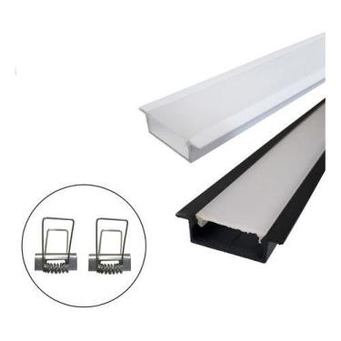 Imagem de Perfil 2 Metros De Embutir Alumínio Slim P/ Duas Fitas Led - Bela Home