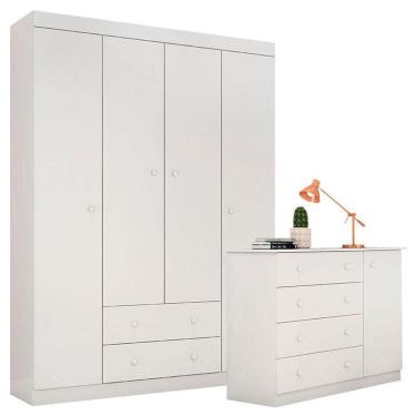 Imagem de Cômoda E Guarda Roupa Infantil Helena Branco Brilho - Phoenix