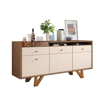 Imagem de Aparador Buffet Sala Sollare Com Pés Madeira Maciça Castanho/off White Castanho/off White