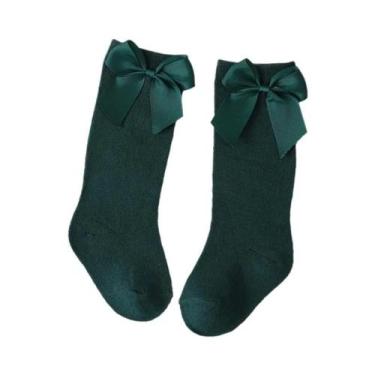 Imagem de Meias De Algodão Para Meninas Até O Joelho Com Laço Grande Para Crianç