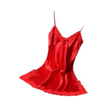 Imagem de Camisola Sexy Feminina Com Renda E Patchwork, Lingerie Para Dormir, Ve