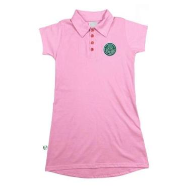 Imagem de Vestido Infantil Palmeiras Campeoníssimo Rosa Oficial, Tam 12