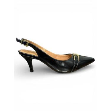Imagem de Sapato Vizzano Slingback Feminino Salto Fino Bico Fino, Preto, 37