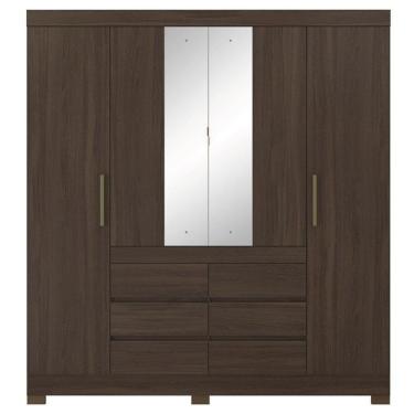 Imagem de Guarda Roupa Casal Cádis Café Touch 4 Portas 6 Gavetas MDP com Espelho Café Demóbile