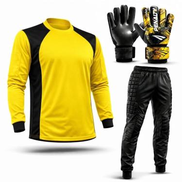 Imagem de Kit Goleiro Juvenil Camisa + Calça Acolchoada + Luva De Goleiro Penalty-Unissex