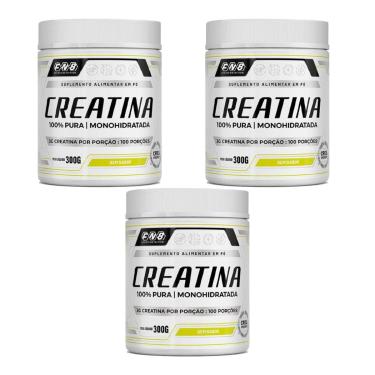 Imagem de Kit 3 Creatina 100%Pura Monohidratada Sem Sabor 3x300g FNB Sports Nutrition-Unissex