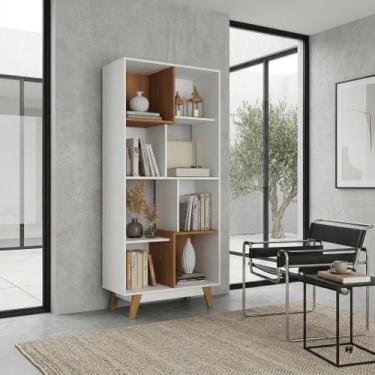 Imagem de Estante de Livros 83,8cmx181cm Pés em Madeira Maciça 8 Nichos YesCasa