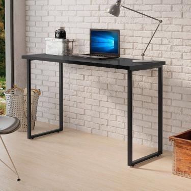 Imagem de Mesa Aparador 1,20m Industrial Ferro e Madeira para Escritório Estudo e Notebook - Preto