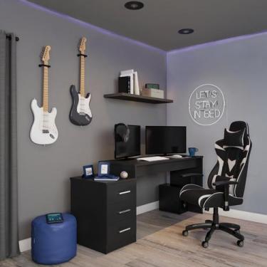 Imagem de Cadeira Gamer Competence Preta e Branca - Mobly