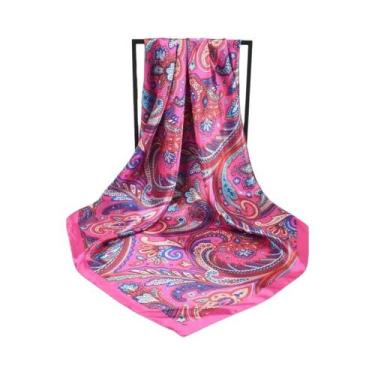 Imagem de Lenço Hijab De Seda Quadrado Para Mulheres, Xale Liso, Faixa De Cabeça