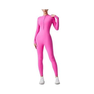 Imagem de Macacão Feminino Slim Fit Com Zíper Frontal Para Treino, Yoga, Dança E