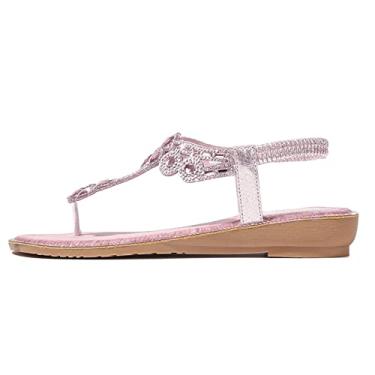 Imagem de Chinelos femininos sandálias de verão sandálias de tiras sapatos femininos plataforma moda estilo & Co sandálias para mulheres, rosa, 8.5