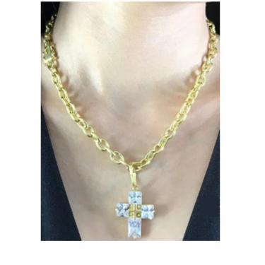 Imagem de Cordão Cadeado 7mm + pingente de moeda antiga kadiado