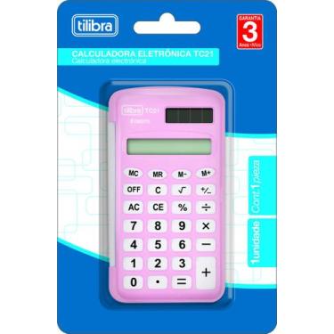 Imagem de Calculadora Tilibra Tc21 Rosa Claro 8 Dígitos De Bolso Com Capa Plásti