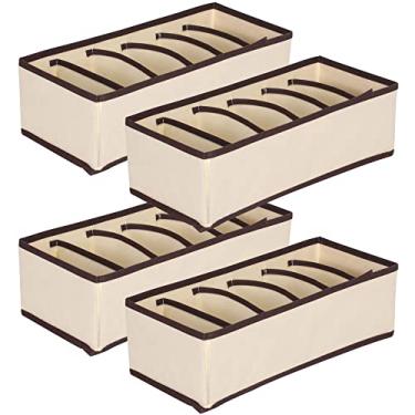 Imagem de Kit 4 Organizadores de Gaveta Closet Guarda Roupa Intima Cueca Calcinha Sutiã 6 Divisórias (Marfim)