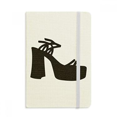Imagem de Caderno de salto alto feminino preto com estampa de contorno de tecido oficial capa dura diário clássico