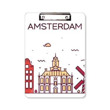 Imagem de Amsterdam Flat Landmark Prancheta pasta para escrever placa de apoio A4