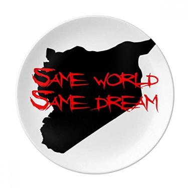 Imagem de Prato decorativo de porcelana Salver com citação asiática, mesmo mundo, mesmo sonho, louça, jantar