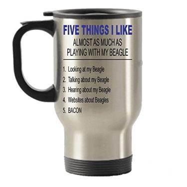 Imagem de Caneca de viagem com isolamento de aço inoxidável Five Things I Like Qumost As Much As Playing With Beagle