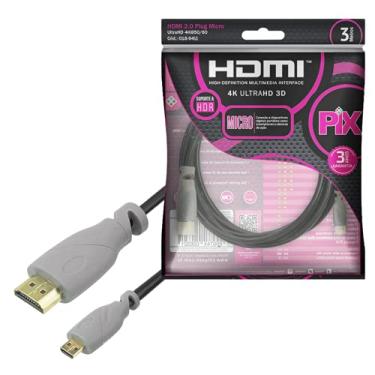 Imagem de PIX Cabo Micro HDMI X HDMI 2.0 4K ULTRAHD, 3 Metros