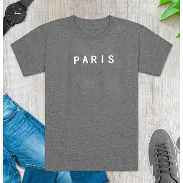 Imagem de Camiseta Reta Cinza Escrita Paris - Lucca