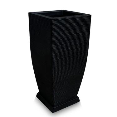 Imagem de Vaso De Planta + Prato Alto Quadrado Polietileno 90X40 Preto