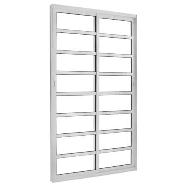 Imagem de Porta Correr 2 Folhas Móveis Central com Travessa Topsul 210x150cm Esquadrisul Branco