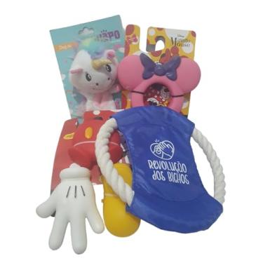 Imagem de Kit Brinquedo Mordedor Pet Cachorro 4 Peças Oficial Mickey