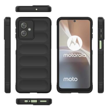 Imagem de Capa para Motorola Moto G54 6.5" 2023 (inclui 2 peçasteção tela temperada) Capatetora resistente em forma ranhura criativa, capa traseira TPU macia àva choque -Preto