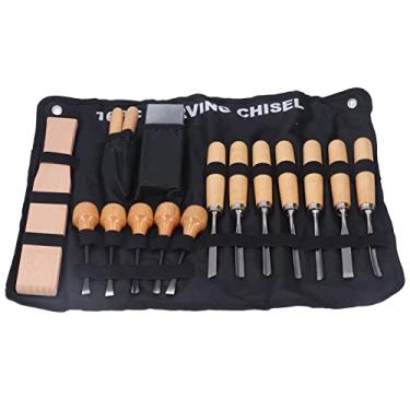 Imagem de Vomeko Conjunto de 16 peças de madeira para trabalhar madeira para facas, ferramentas de cinzel com bolsa portátil, entusiastas de bricolagem e entalhadores profissionais, marcenaria, escultura, reparo de móveis.
