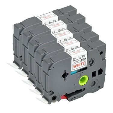 Imagem de 5PK Compatível com Brother P-Touch 1/2" Fita para Etiquetadora TZe-232 TZe232 TZ232 TZ232 TZ232 Cartucho Laminado Vermelho sobre Branco, 0,47" (12 mm) x 26,2 pés (8 m)