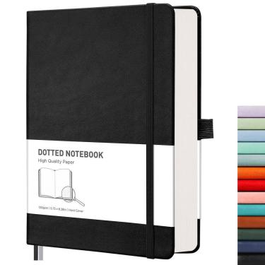 Imagem de Caderno RETTACY Dotted Journal A5 com capa dura de couro 256p