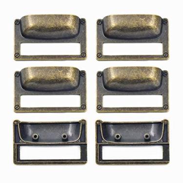 Imagem de WEICHUAN 6 peças de liga de zinco 5 cm x 8 cm de bronze antigo boticário porta-cartão de boticário puxador de gaveta com parafusos