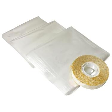 Imagem de Rocky Mountain Goods Kit de isolamento de janela para inverno – 106,7 x 157,5 cm – Revestimento de plástico transparente para inverno para bloquear o ar frio – Fita dupla face – economiza 35% de perda de calor – Fácil instalação (pacote com 3)