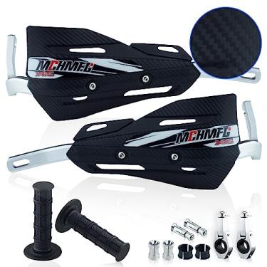 Imagem de MCHMFG Protetores de mão para motocicleta Dirt Bike com punhos – Protetores de mão para motocicleta de 2,8 cm e 3,5 cm para quadriciclo – Suporte universal para proteção de mão para off-road Motorcross preto