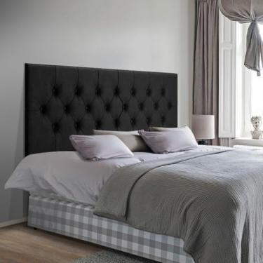 Imagem de Cabeceira Queen 1,60 cm Com Capitonê Estofada Suspensa Suede Cama Box Quarto Painel Para Parede (Preto)