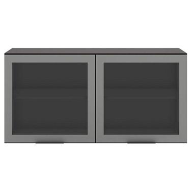 Imagem de Armário Aéreo 2 Portas Vidro Etna Grafite - Poliman